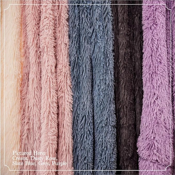 The Connecticut Home Co Throw Blanket Soft Fluffy Room Decor, Cozy Warm Throws for Bed, Couch, Gifts for Women, Bedroom Cute Aesthetic Blankets Shag and Sherpa, 65x50, Purple