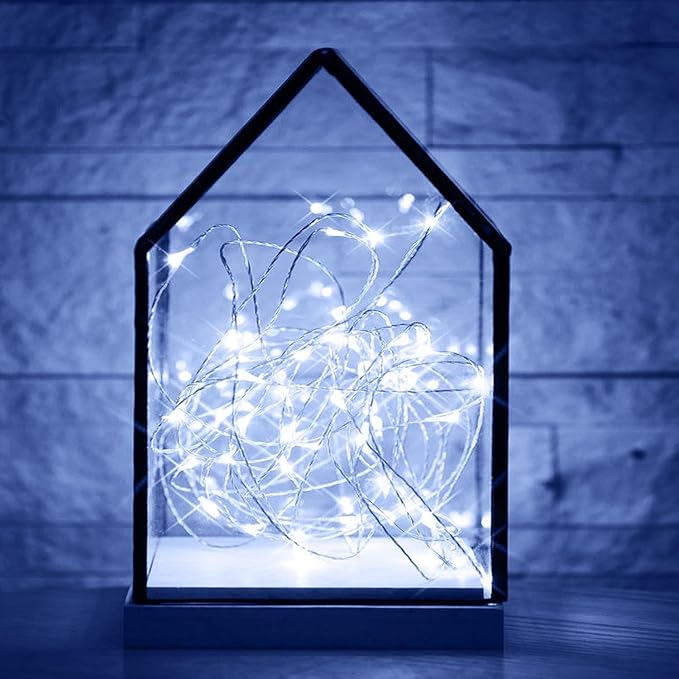RUICHEN Plug in Fairy Lights with Switch, Waterproof 66 Ft 200 LED Silver Wire Starry String Firefly Lights for Bedroom, Patio, Garden, Balcony, Dorm, Cool White