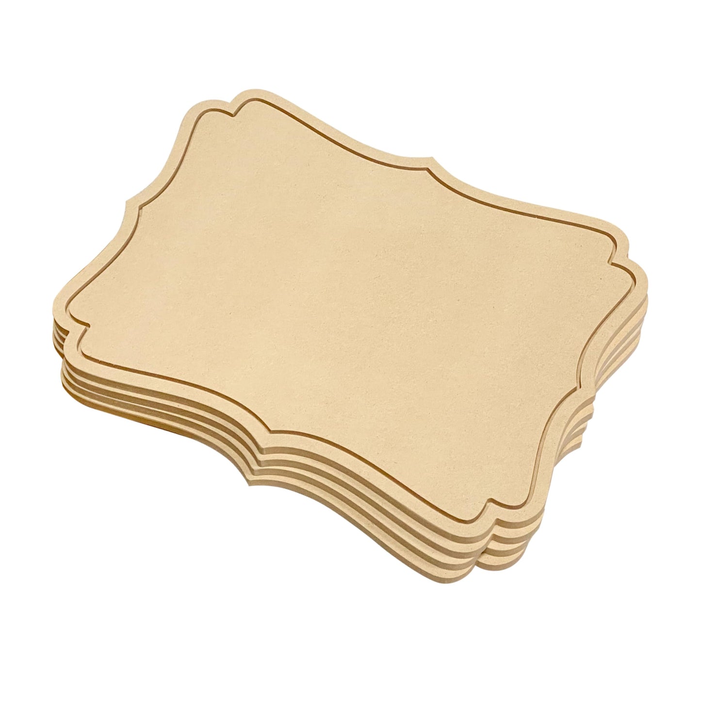 4 Pack Unfinished Wooden Floating Plaques 12"x16""-0.41 Inch Thick MDF Wood Surface Sign Wood Blank Canvas for DIY Arts and Crafts Projects（Quatrefoil Scroll）"