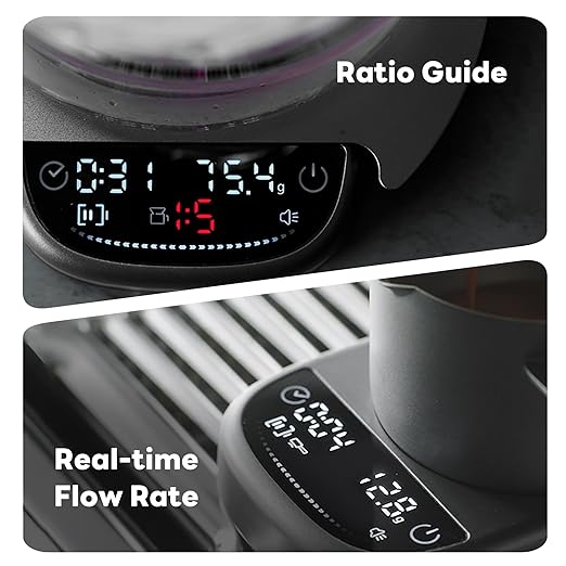 LAYBIRD MagAttach Modular Magnetic Coffee Scale with Timer, Espresso Scale for Pour Over Coffee, Flow Rate and Brew Ratio Display, Rechargeable Precision Scale
