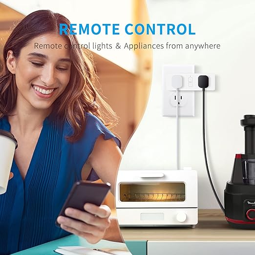 15A Dual Smart Plug, WiFi Outlet Extender, Smart Socket with Schedule&Timer, Bluetooth Outlets Compatible with Alexa and Google Assistant, ETL&FCC Certified, No Hub Required, 2.4G WiFi Only, 4-Pack