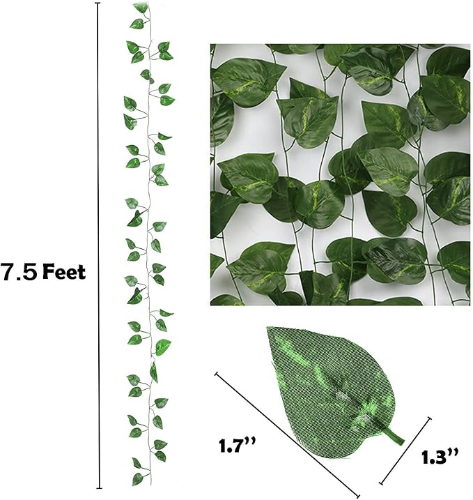1080 Feet 144 Pack Fake Greenery Hanging Garland, Ivy Leaf Plants, Vine Leaves, Fake Flowers Foliage for Bedroom Garden Wall Decor