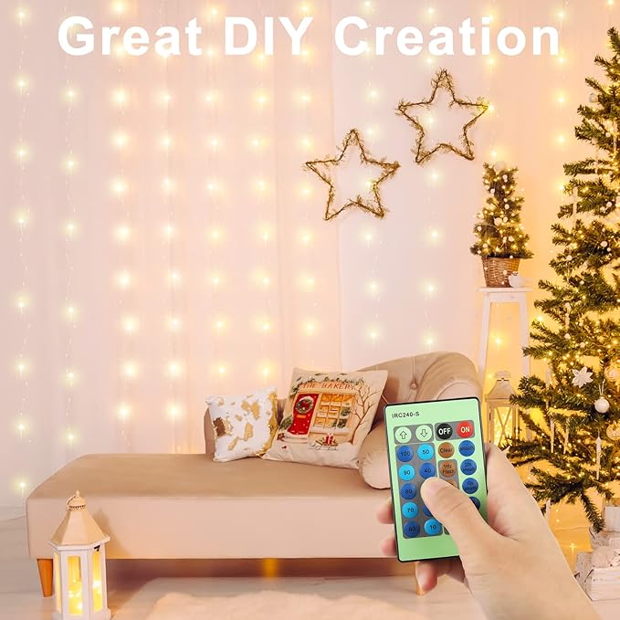 Outlet LED String Lights with Remote Control 99ft with 300 LEDs Dimmable Fairy String Lights for Bedroom,Trees, Indoor/Outdoor Copper String Lights for Birthday, Wedding,Party Warm White