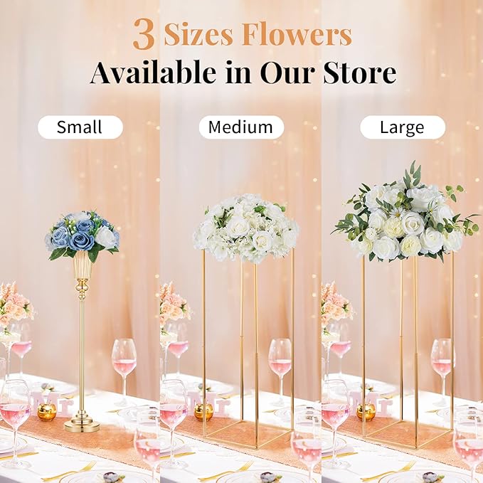 NUPTIO Flower Ball Arrangement Bouquet - 10 Pcs 9.5 inch Diameter Dusty Blue Fake Flowers Roses Balls for Centerpieces Tables - Artificial Rose Arrangements for Wedding Centerpiece Table Decorations