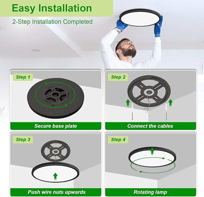 hunhun 6 Pack 3200lm LED Flush Mount Ceiling Light 12 Inch 5CCT Adjustable Super Slim 0.87 inch led Ceiling Light Fixture Round Low Profile Ceiling Lamp for Bedroom Living Room Kitchen Laundry Black