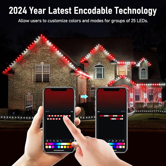 Smart C9 Christmas Lights Outdoor, 134 Feet 150 LED C9 String Lights App Control, 105 Light Modes, Waterproof Commercial Grade Connectable RGB Christmas Tree Lights for Indoor Outside Roofline Patio