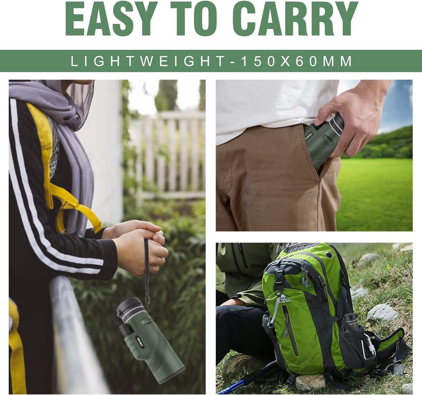 Birthday Gifts for Men Dad Him Husband Teen, 10x42 Compact Monocular Telescope, High Powered FMC & BAK4 Scope, for Fathers Day, Outdoors Survival Hiking Gear for Adventure, White Elephant Gifts