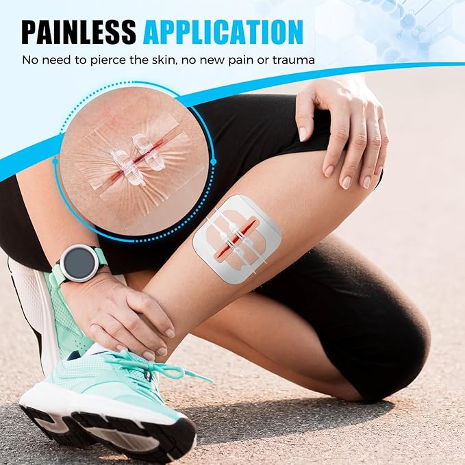 Sutures Butterfly Bandaids - 4 Pcs Laceration Kit - FSA HSA Eligible Surgical Laceration Repair Without Sew - Quick Clot -Emergency Wound Closures Device (PU)