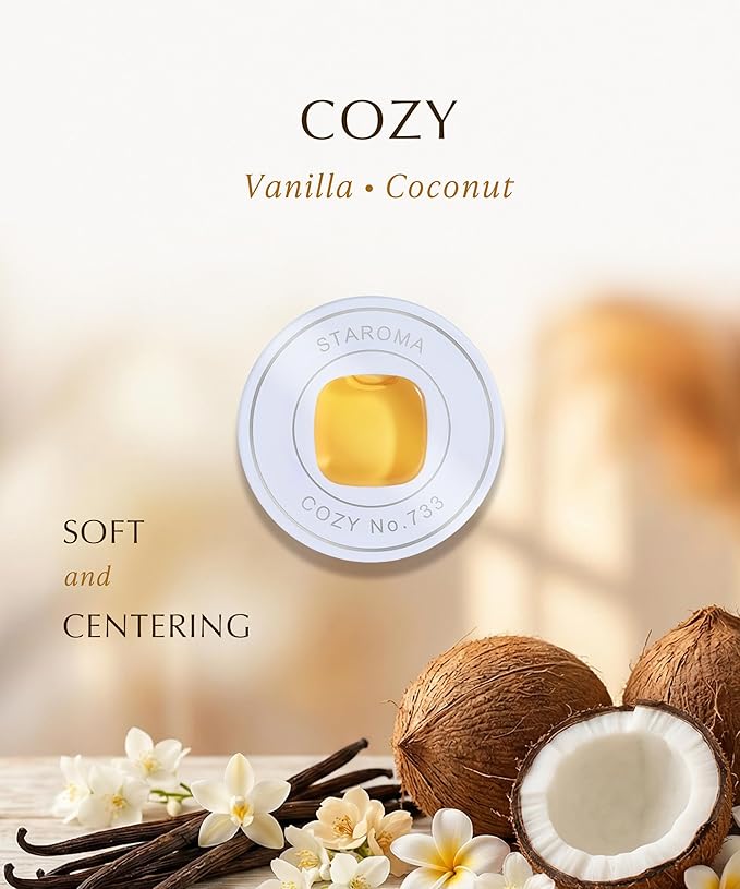 Cozy (Vanilla Essential Oil Refill), Compatible with STAROMA Waterless Essential Oil Diffuser – Premium Aromatherapy Fragrance, Gentle and Consistent Scent – for 200 sqft Small Home, Office, Car