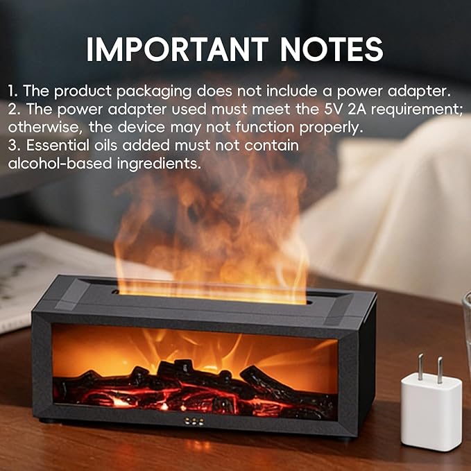 Essential Oil Diffuser, 7 Colors Fireplace Flame Fire Oil Diffuser, 150ml Ultrasonic Aromatherapy Humidifier, Scent Diffuser with Remote Control & Timer for Home,Bedroom,Office,Yoga (White)