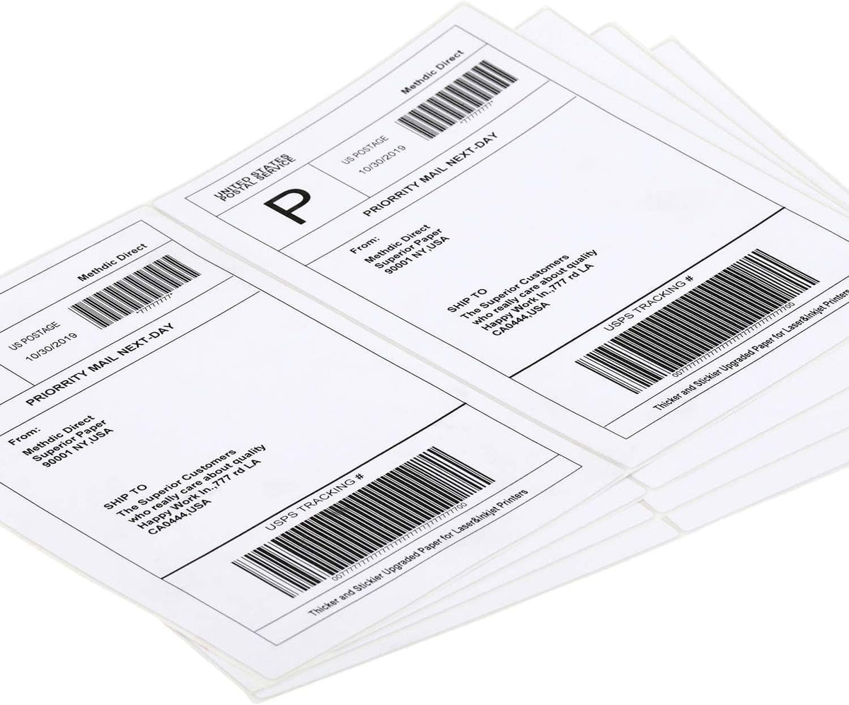 Shipping Labels 2 Per Sheet Round Corner Half Sheet Labels Mailing Labels for Packages Laser & Inkjet Printer Labels, 8126/5126 (4000sheets-8000labels)