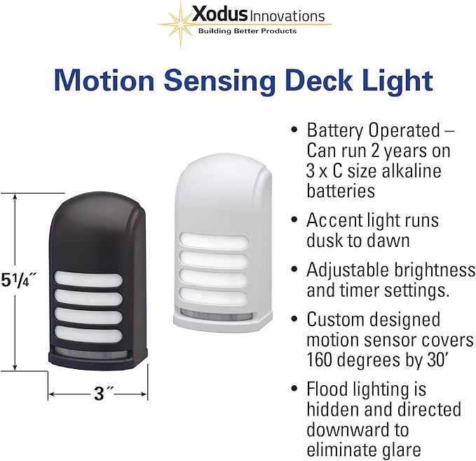 Xodus Innovations BL776 Battery Operated Motion Activated LED Deck and Stair Light, Outdoor or Indoor Use, Weather Resistant (Bronze) Pack of 2