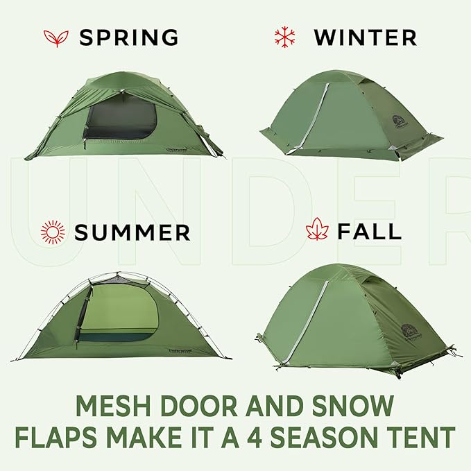 1/2 Person Backpacking Tent for 4-Season - Winter Waterproof Tent for One Person, Lightweight Camping Tent for Backpacking, Easy Set Up Cold Weather Tent by Underwood Aggregator