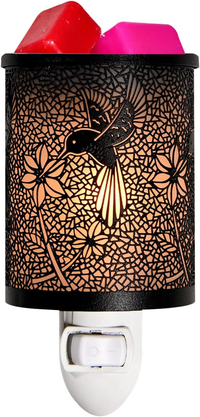 ASAWASA Metal Plug-in Wax Warmer with 1 pics Silicone Liner, Electric Wax Burner Melter Fragrance Warmer Night lamp,for Home Bedroom Kitchen Garage Gifts Décor Aromatherapy Spa (Hummingbird)