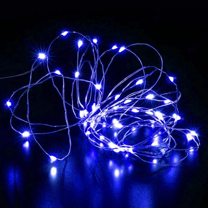 Aogist Led Fairy Lights 3 Modes Battery Operated String Lights Waterproof Silver Wire 7 Feet Firefly Starry Moon Mason Jar Lights for DIY Wedding Party Christmas (Blue, 12 Pack)