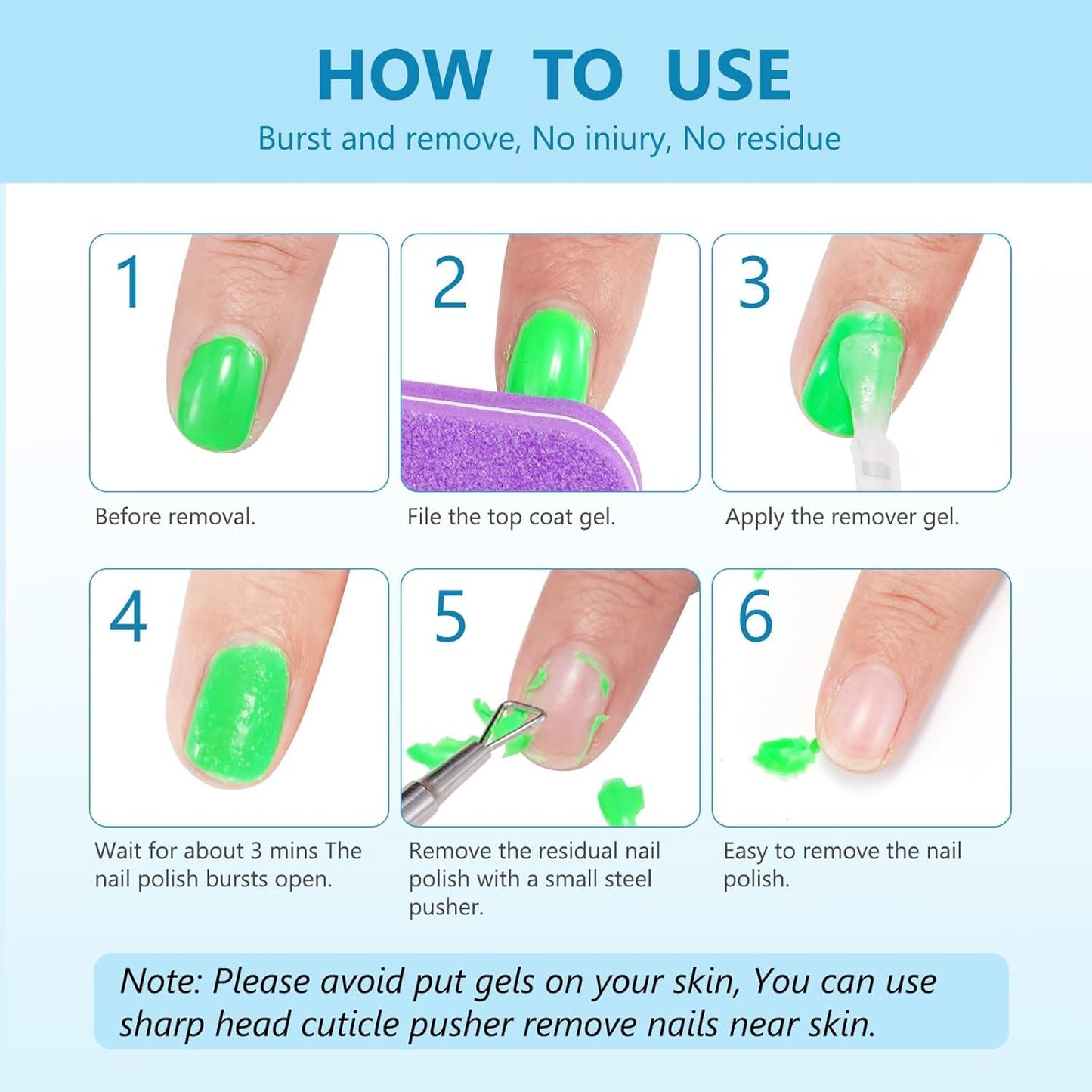 Gel Nail Polish Remover, 2Pack Nail Polish Remover Tool, Professional Remover Gels at Home, No Need Soaking or Wrapping