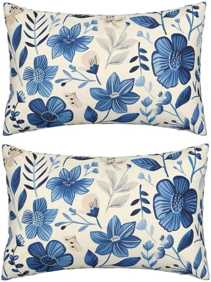 Throw Pillow Covers 31x47 Inch Pillow Covers Set of 2 Couch Pillows for Living Room, Blue Throw Pillows with Invisible Zipper, Soft Accent Pillows Decorative Pillows Farmhouse Decor, Scandinavian J334