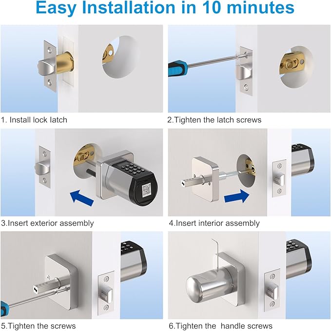 WELOCK 5-in-1 Smart Door Lock,Keyless Entry Lock for Front Door, Password Keypad + Bluetooth App + Cards +Key