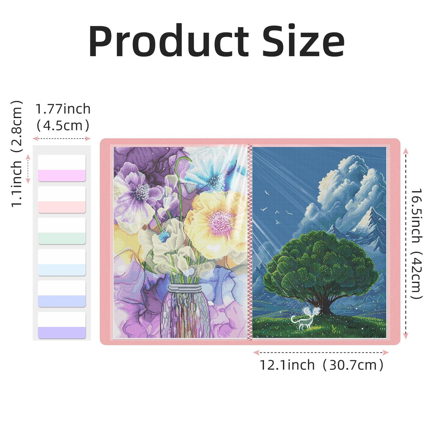 A3 Diamond Painting Storage Book, 60 Views Art Portfolio Presentations Folder with 30 Pages Protectors, 17.3x12.8in