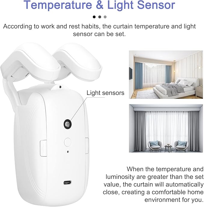 WiFi Intelligent Curtain Motor Electric Curtain Robot Automatic Opener No Wiring with Gateways Support APP Remote Control Timer Setup Temperature & Sensing Compatible with
