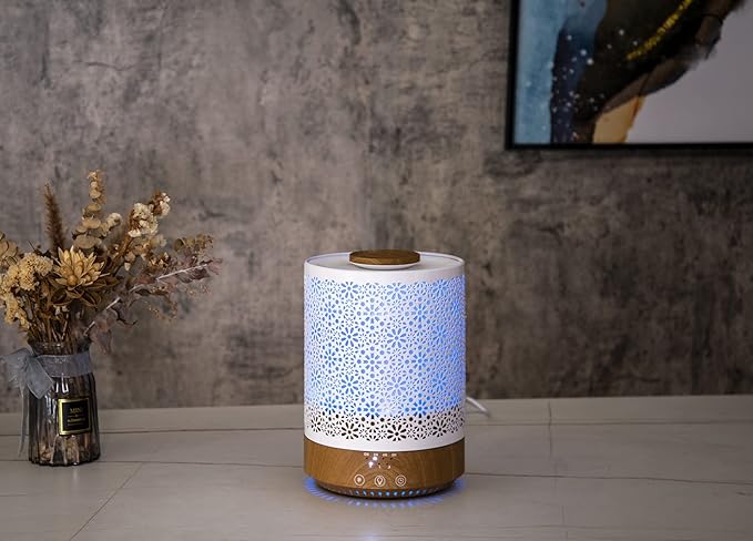 BlueHills Premium Set of Two Large 2500 ML and 4000 ML XL Essential Oil Diffusers Humidifier Combo for Large Room Home with Décor Cover LED Lights Great Gift – Value Pack of Wood Grain.