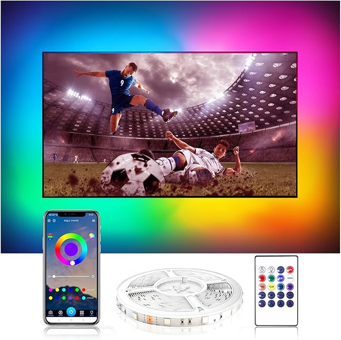 DAYBETTER LED Lights for TV, 9.8ft LED Strip Lights for TV 32-55 Inch, RGB TV LED Backlight, Music Sync Bluetooth APP and Remote Control TV Light Behind, USB Powered TV Lights, Gaming Room Decor