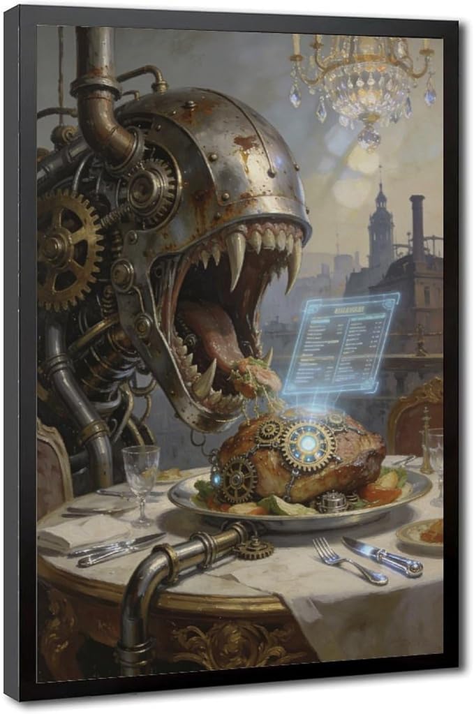Framed Steampunk Fantasy Wall Art for Living Room And Dining Room Vintage Industrial Decor 08x12in
