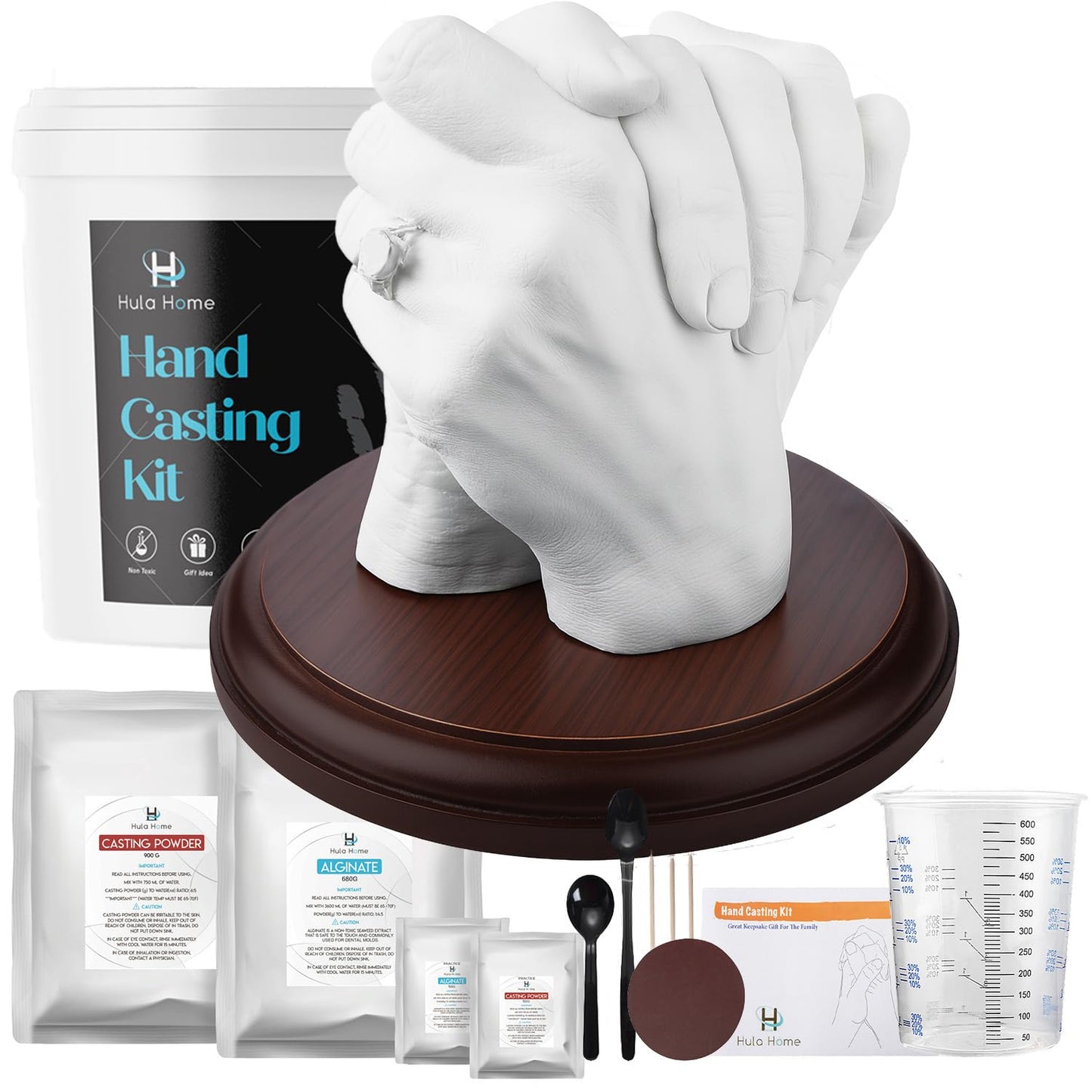 Hula Home Hand Casting Kit for Couples or Family with Mounting Plaque | Anniversary DIY Gifts Her & Him, Keepsake Sculpture Wedding Kids,