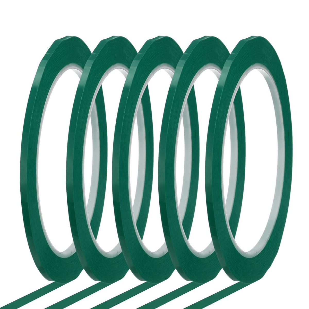 MECCANIXITY Whiteboard Tape 1/8" x 72 Yard Pinstripe Graphic Chart Line Grid Marking Tapes for Classroom Office Dry Erase Board Art, Green, Pack of 5