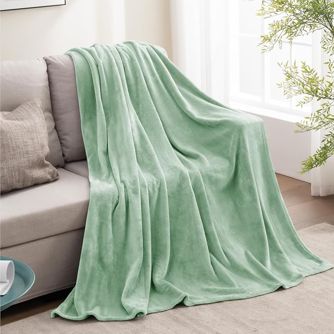 BEDELITE Throw Blanket for Couch and Bed - 300GSM Luxury Plush Cozy Fleece Blanket 50x60 Inches Mint Green, Soft Lightweight Blanket for Travel Camping