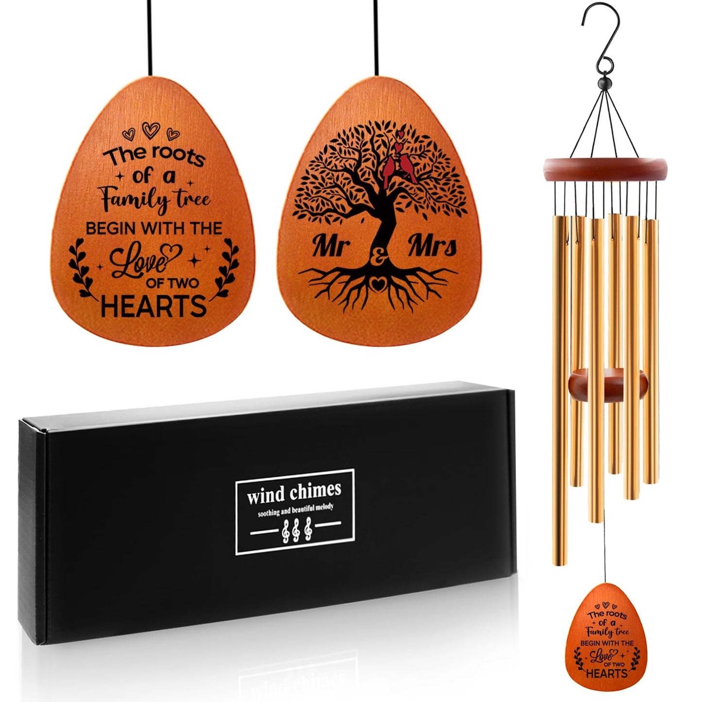 Wazzio Anniversary Wind Chimes, 50th for Couples Parents Mom Dad, Romantic Gifts Decorations for Garden Home Outdoors, Marriage Keepsake Gift Ideas, 25in