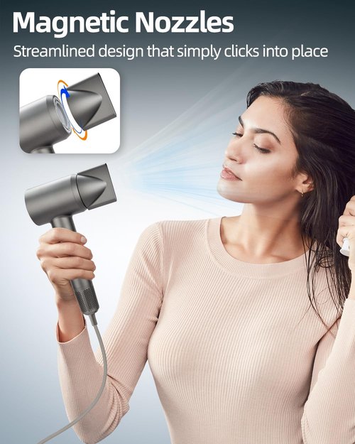 Nudwis Hair Dryer,Ionic Blow Dryer,130000 RPM High Speed Hair Dryer for Fast Drying,500 Million Negative 4 Temps / 2 Speeds, for Home Travel Woman Gifts