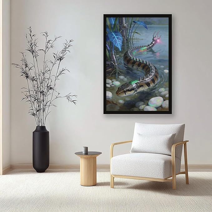 Framed Futuristic Nature Wall Art for Modern Living Room Creative Sci Fi Style Interior Decor 20x30in