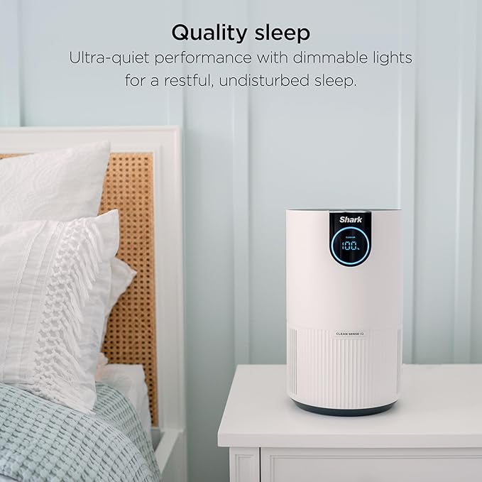 Shark Air Purifier for Home, Clean Sense, for Bedroom, Nursery, Home Office, Dorm, HEPA-Exceeding Filter, Captures Pollutants, Pet Dander, Dust, Odor, Smoke, and More, HP102PET, White