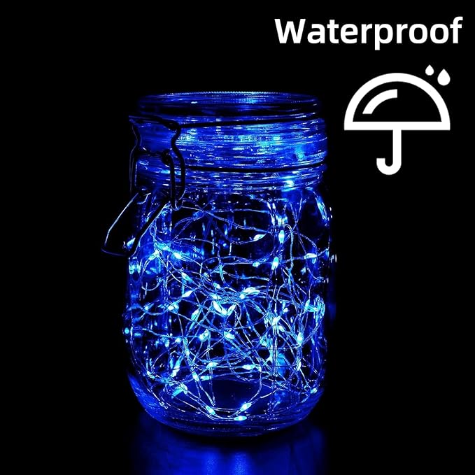 LAMPHOME 6 Pack Blue Fairy Lights Battery Operated - 7ft 20 LED Lights Copper Wire Mini String Light Firefly Light for Mason Jars DIY Crafts Christmas Wedding Party Centerpiece Table Decor