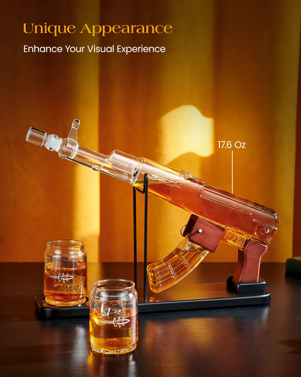 Kollea Birthday Gifts for Men Dad, Whiskey Decanter Sets for Men - Gun Decanter, Detachable Magazine & 2 Bullet Shot Glasses, Liquor Dispenser for Bar, Anniversary Military Fathers Present for Brother