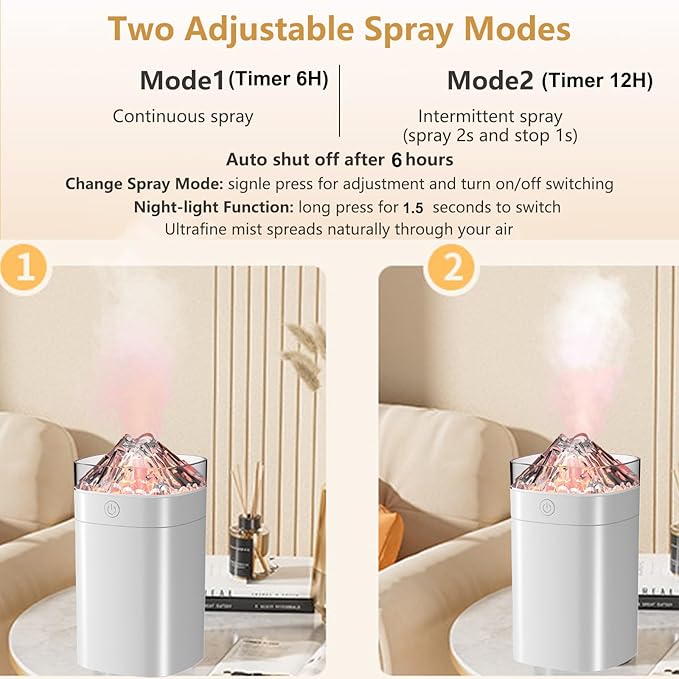 Portable Mini Cool Mist Humidifier, 400ml Ultrasonic Humidifier with 7 Color Night Lights, 2 Mist Modes, 10-20 Hours Runtime, Ultra-Quiet for Bedroom, Nursery, Office, Car, USB Powered (White)