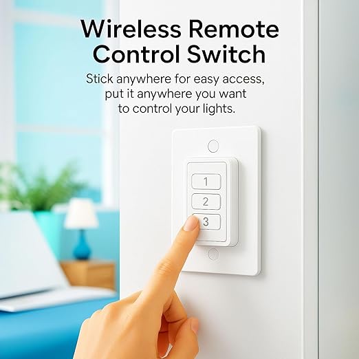 LoraTap 656ft Wireless Wall-Switch: Remote Control Outlet 3 Pack — Lights & Small Appliances — No Wiring —1 Remote for 3 Plugs