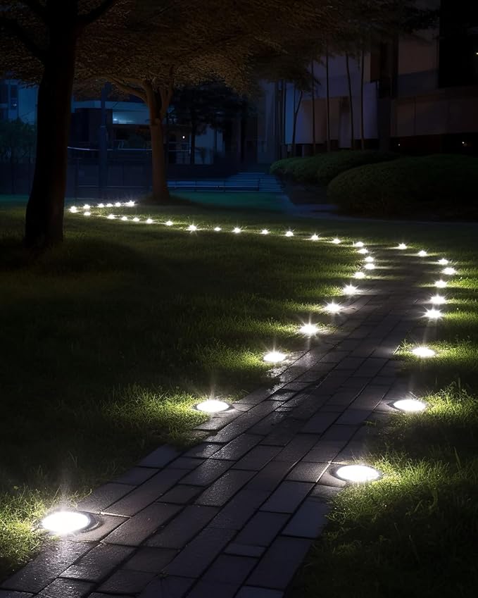 HOUSEOFLED Solar Ground Lights 12 Pack, Waterproof IP65 In-Ground Outdoor Landscape Lights, Warm White, for Pathway, Garden, Yard & Patio