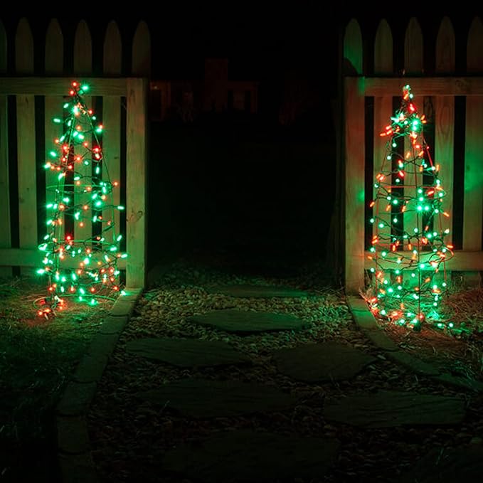 Dazzle Bright Red and Green Christmas String Lights, 300 LED 100 FT Connectable Waterproof String Lights Green Wire with 8 Modes, Xmas Vintage Decorations for Indoor Outdoor Party Yard Garden Decor