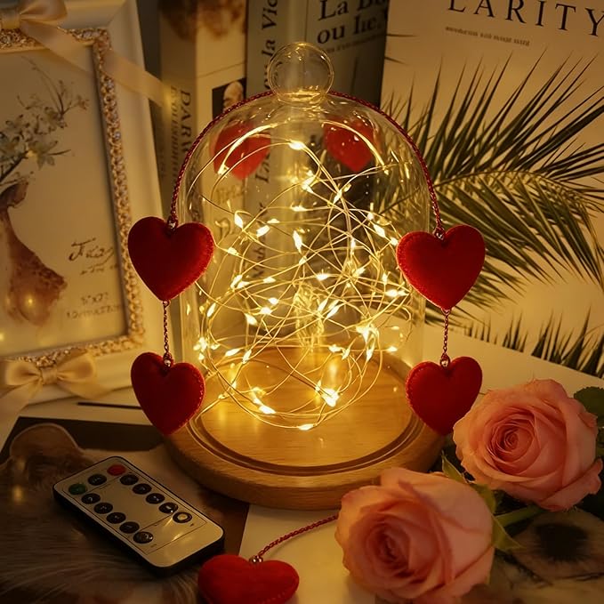 20 Pack Warm White fairy lights battery operated, 7ft 20 LED Valentine's Day String Lights Copper Wire Firefly Starry Lights for Mason Jars Wedding Party Christmas centerpieces for tables Decorations