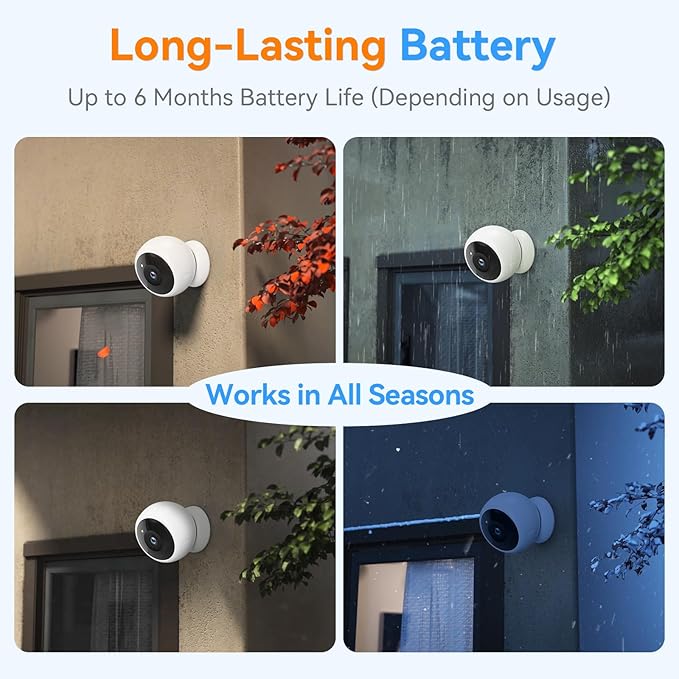 Magnetic Security Camera Wireless - 4Pack AI Motion Detection, 2K HD Video, Battery Powered, Ease of Setup, 2-Way Audio,IR Color Night Vision, Waterproof, Outdoor & Indoor Surveillance