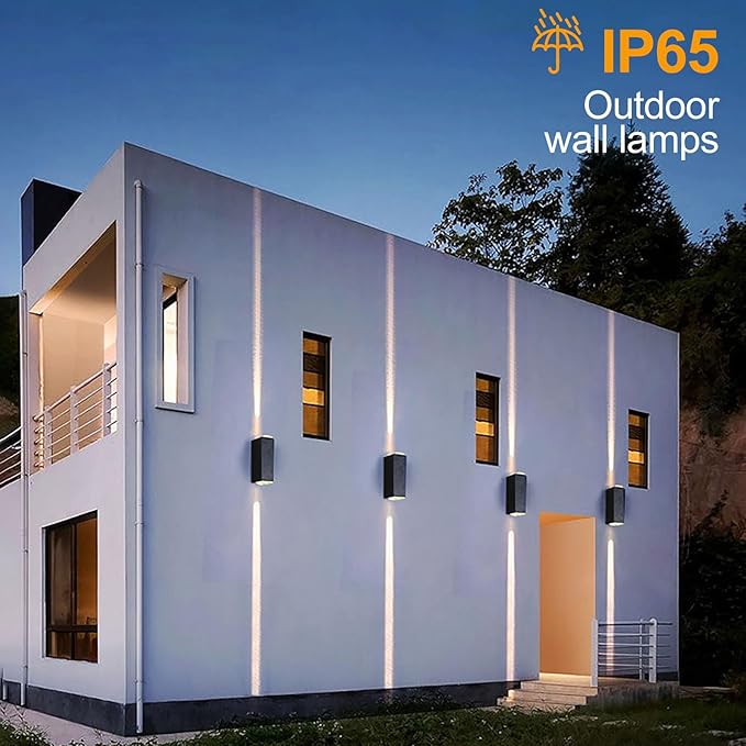 Outdoor Wall Lights, LED Up Down Exterior Lighting Fixtures, IP65 Waterproof Outdoor Light Fixture, 85-265V 20W 3000k Aluminum Porch Light, Modern Patio Wall Light Fixture Black