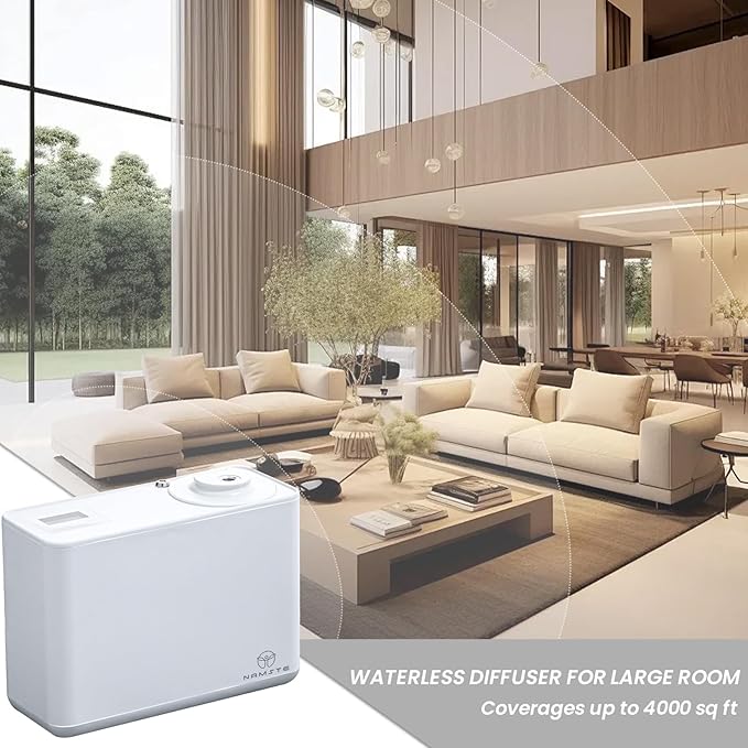 Waterless Diffuser HVAC Aromatherapy Machine, Long Lasting Aroma 800ml Home Luxury Scent Diffusers, 4000 Sq.Ft Coverage, APP & Button Control, Cold Air Diffusion for Home Hotel Mall Office