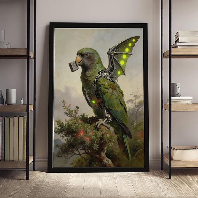 Framed Mechanical Fantasy Wall Art for Modern Living Room Industrial Sci Fi Decor Statement Piece 20x30in