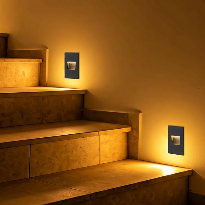 FTL Stair Lights Indoor LED Outdoor Step Lights, 12V Low Voltage Deck Step Lights Color Changing 3000K/4000K/5000K 3.5W 150LM Stairway Light, Vertical Waterproof Black Aluminum, 4-Pack