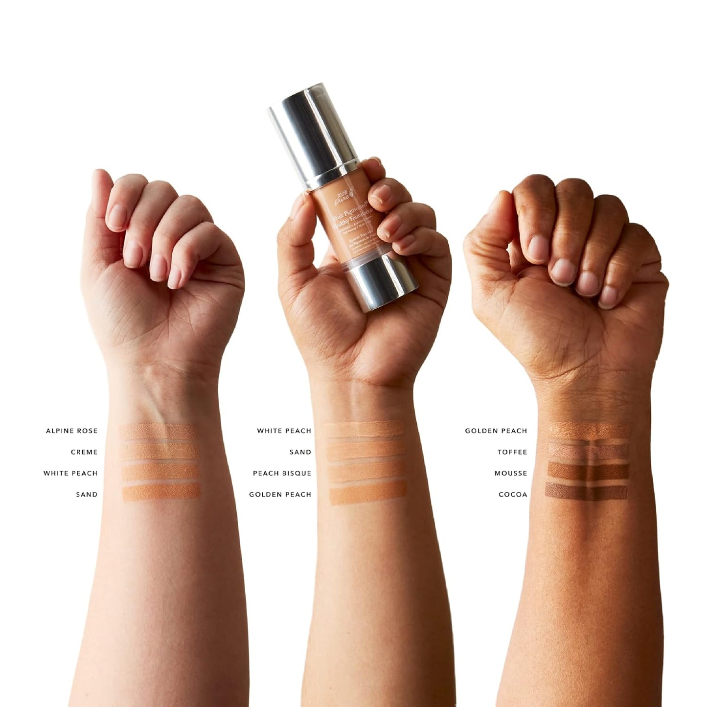100% PURE Healthy Foundation Full Face Coverage Makeup, Liquid Matte Finish with Anti-Aging Benefits - Vegan Gorgeous Fruit Pigmented Sand Color (Light Medium with Neutral Undertone) - 1 Fl Oz