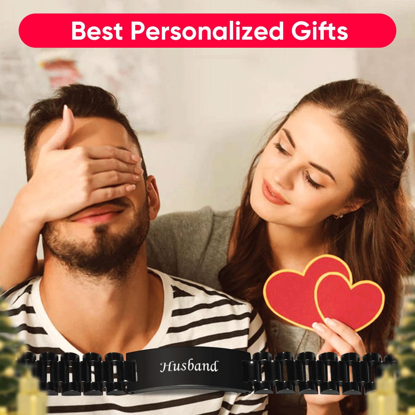 VNOX Bracelet Gifs for Husband from Wife- Black Stainless Steel Link To my Man Bracelet Hidden Love Message for Husband,Anniversary Valentine Days Christmas Birthday Gift Ideas for Him