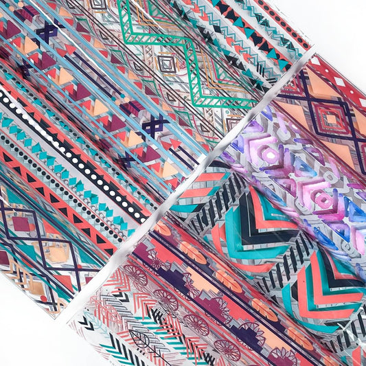ONEART | 10 Pieces Bohemian Printed Clear PVC Vinyl Sheets, A4 Size Ethnic Boho Style See Through Waterproof Vinyl Fabric