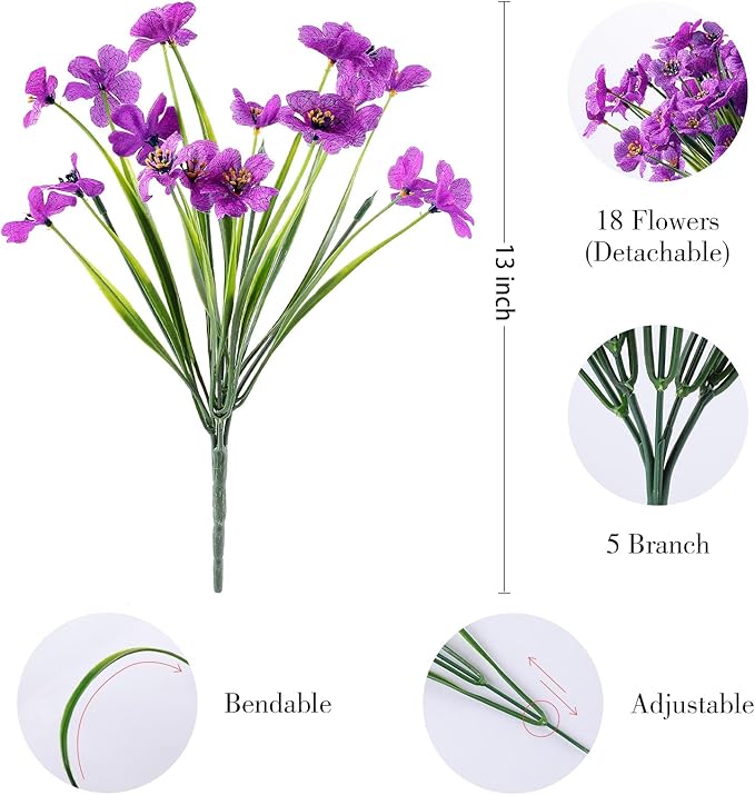 AGIRL 24 Bundles Artificial Flowers for Outdoor,No Fade Fake Plastic Flowers Faux Plants for Decoration Hanging Planters Indoor Outside Garden Porch Window Box Home Wedding Farmhouse
